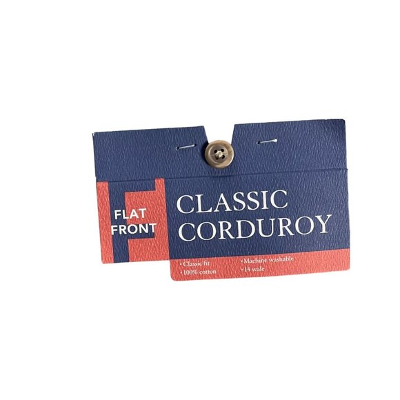 Croft & Barrow Mens 40x30 Classic Corduroy Flat Front Pants Cotton Tan  Retro - Picture 6 of 16